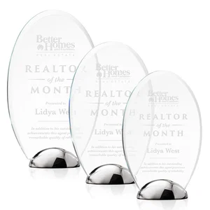 Starfire Crystal Oval Award on Chrome Dome Base