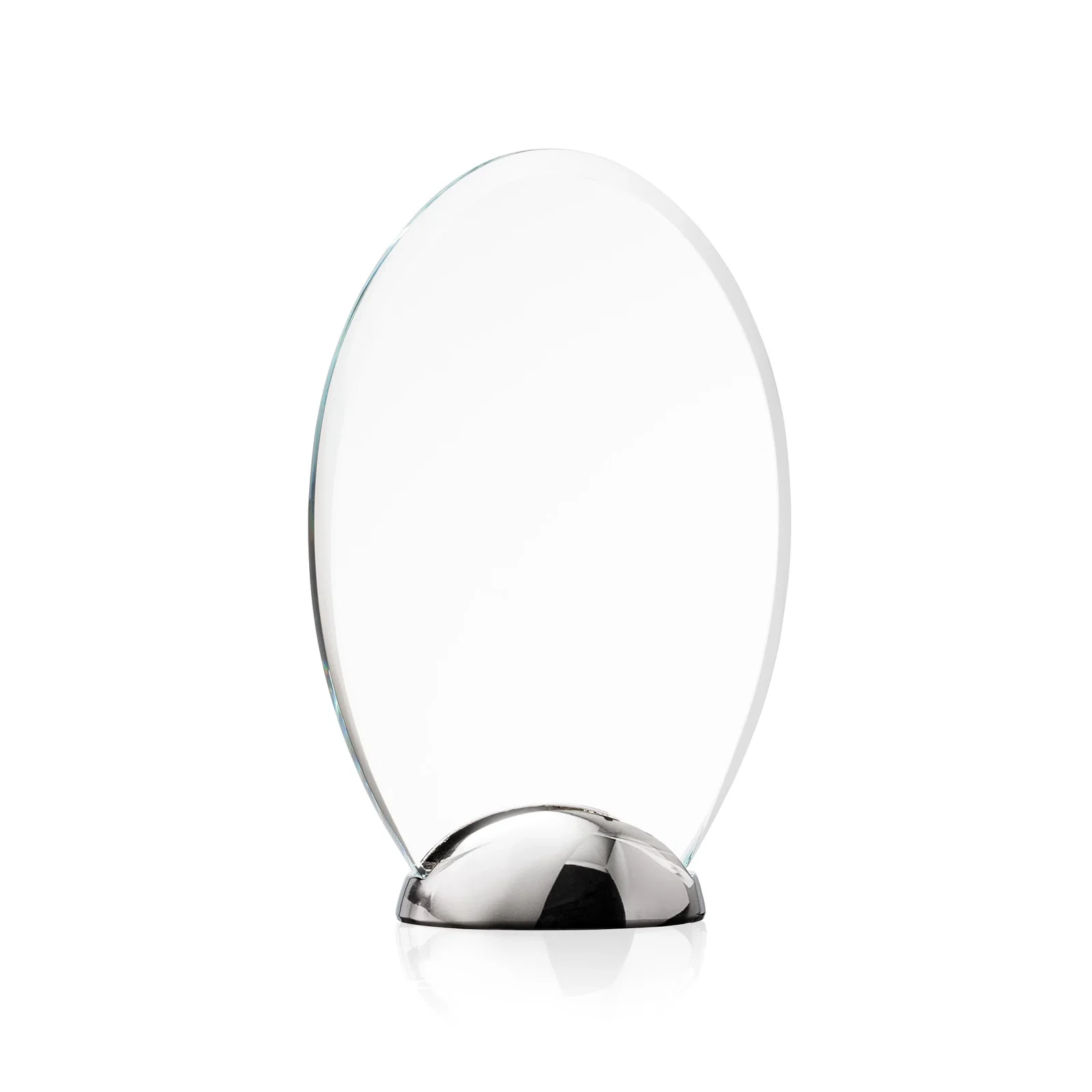 Custom Starfire Crystal Oval Award on Chrome Dome Base, metal awards for volunteer appreciation