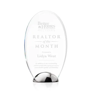 Starfire Crystal Oval Award on Chrome Dome Base