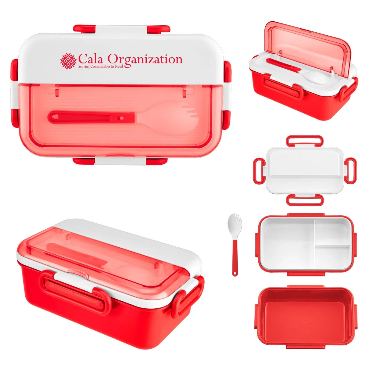 Red version opened to show separate food sections
