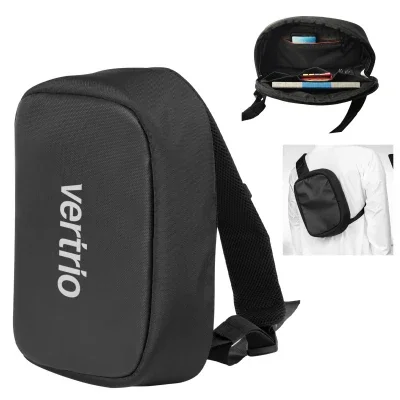 Black sling bag with a single crossbody strap