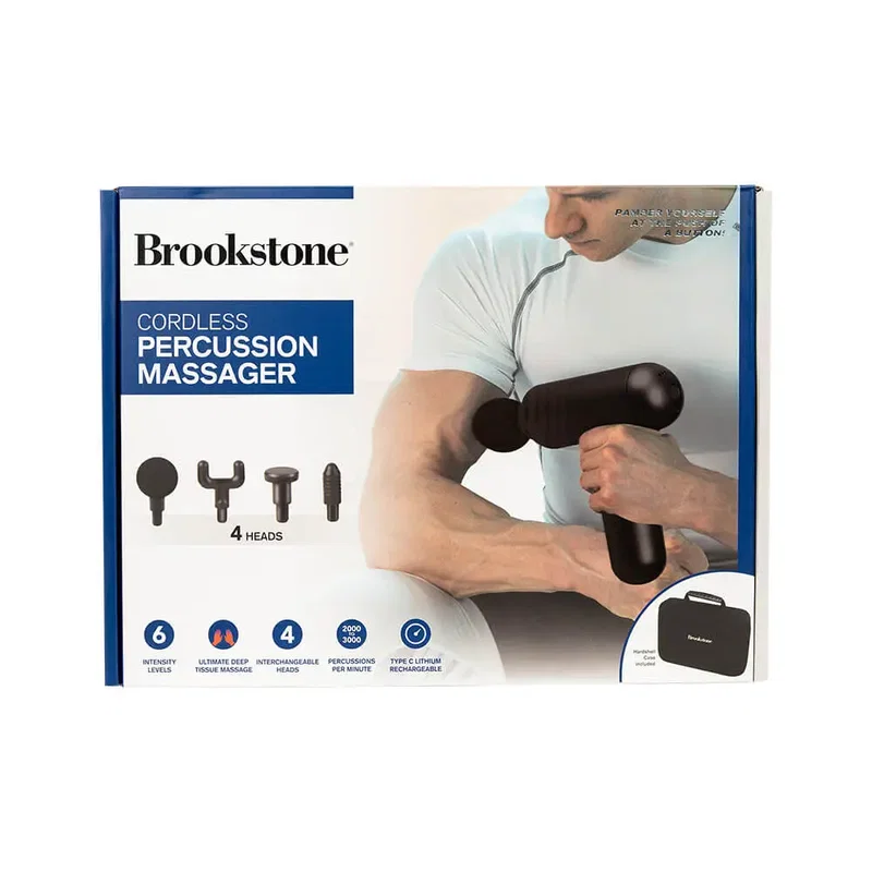 Brookstone Handled Deep Tissue Percussion Massager - Black — view 7