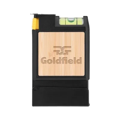 Bamboo cased tape measure combining seven tools in one body