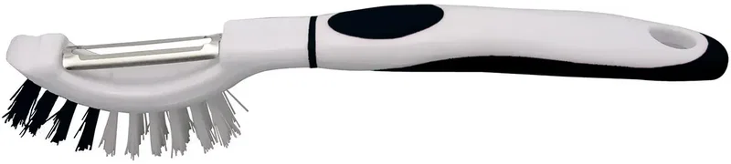 Brush-up Vegetable Brush & Peeler. Two-in-one nylon vegetable brush and stainless steel peeler for kitchen prep, view 6