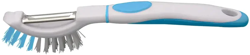 Brush-up Vegetable Brush & Peeler. Two-in-one nylon vegetable brush and stainless steel peeler for kitchen prep, view 7