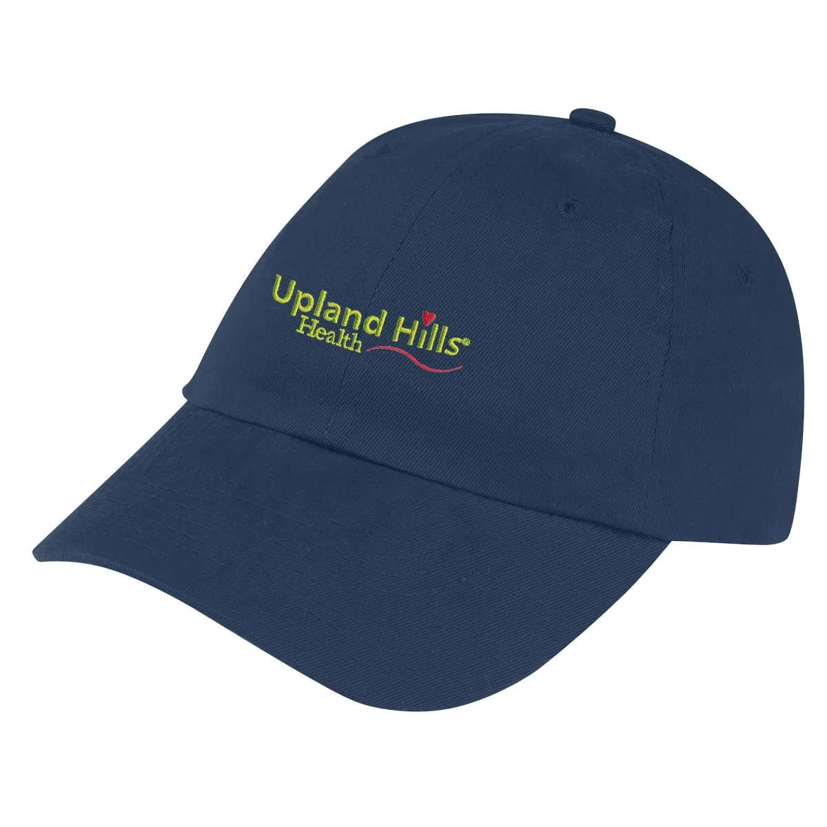 Navy hat turned to show the side panel