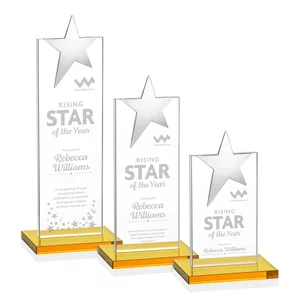 Starfire Crystal Award with Fixed Chrome Star Top