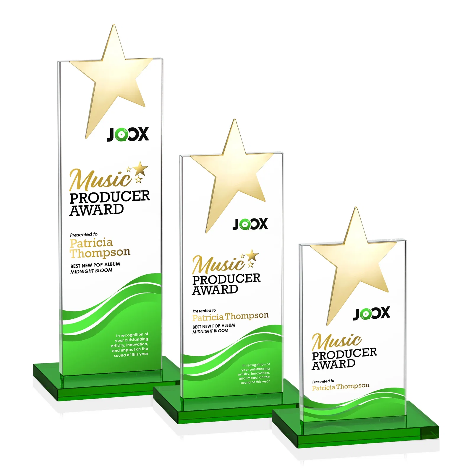 Personalized Starfire Crystal Award with Fixed Chrome Star Top, with your logo for safety achievement programs