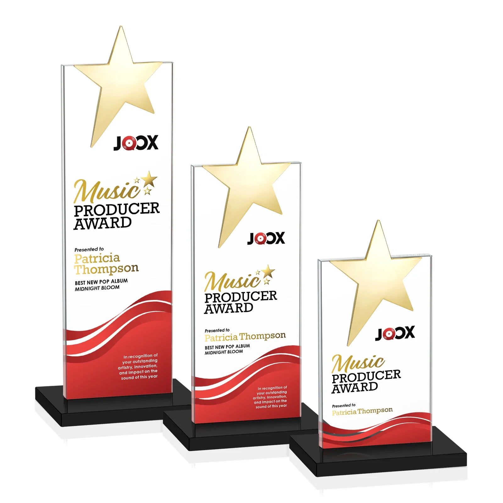 Promotional Starfire Crystal Award with Fixed Chrome Star Top, with your logo for employee recognition