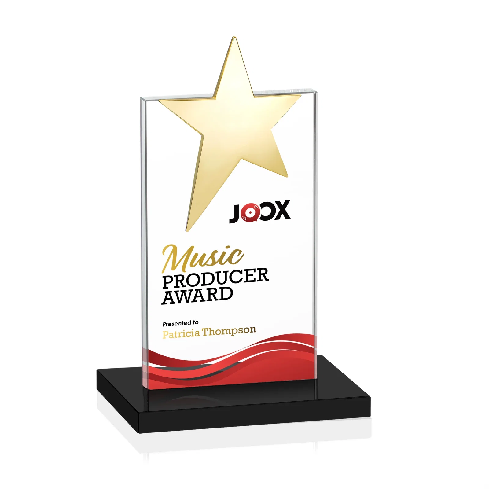 Promotional Starfire Crystal Award with Fixed Chrome Star Top, with your logo for corporate award ceremonies