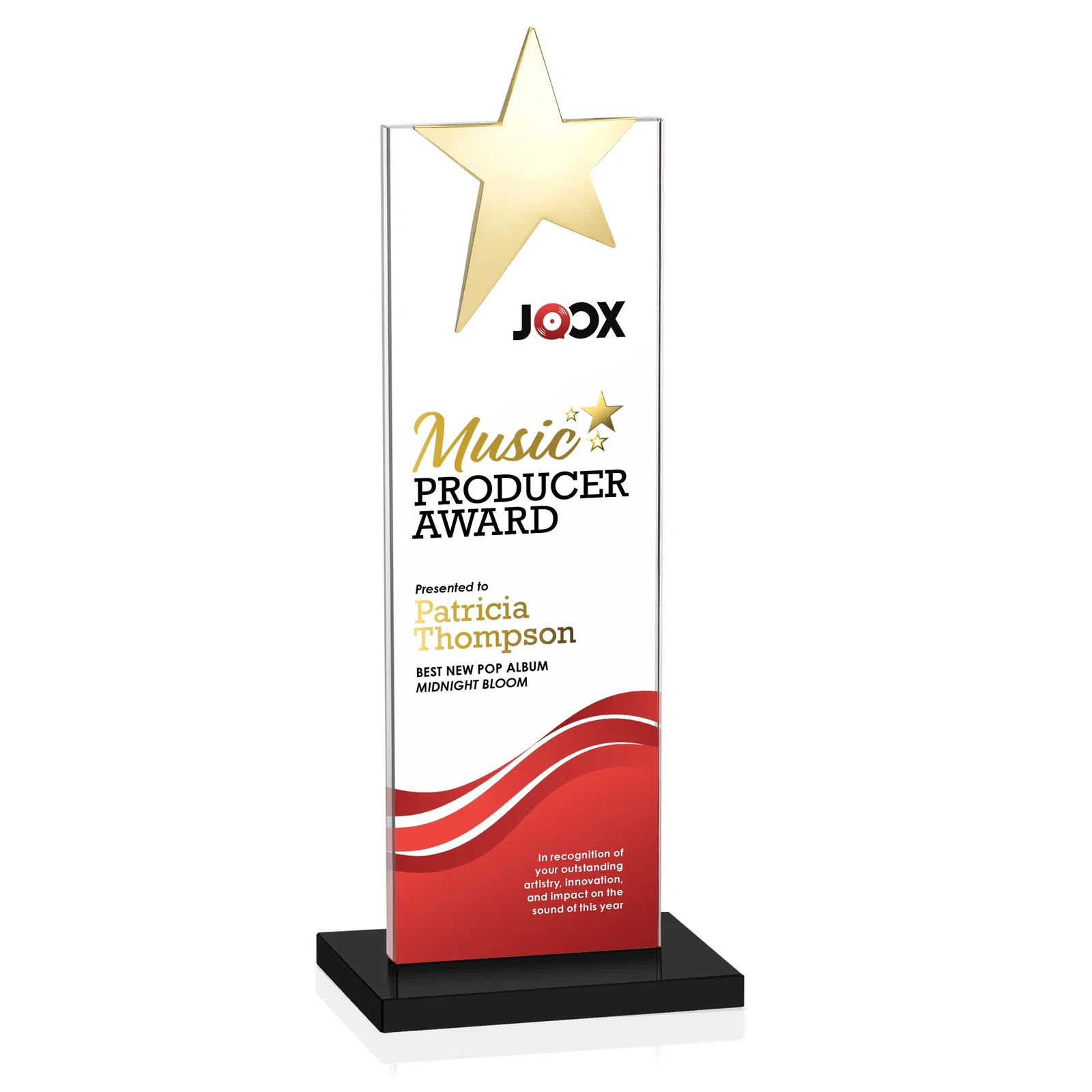 Promotional Starfire Crystal Award with Fixed Chrome Star Top, with your logo for sales achievement awards