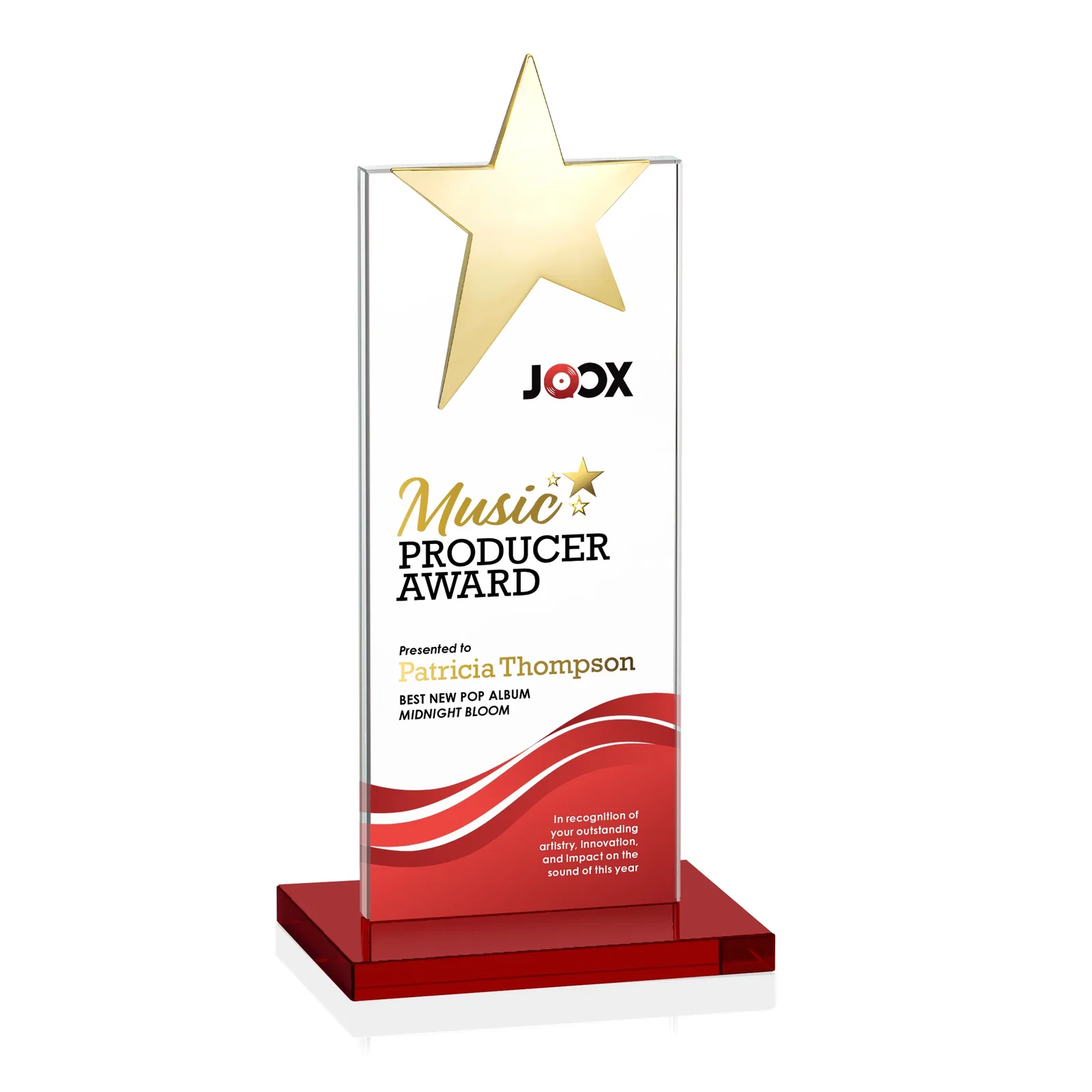 Promotional Starfire Crystal Award with Fixed Chrome Star Top, with your logo for dealer and partner awards