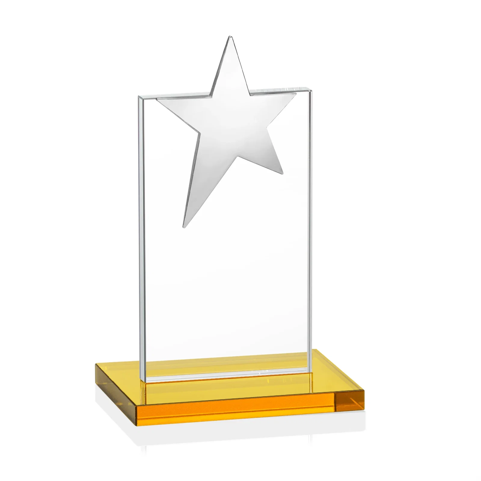 Branded Starfire Crystal Award with Fixed Chrome Star Top, with your logo for safety achievement programs