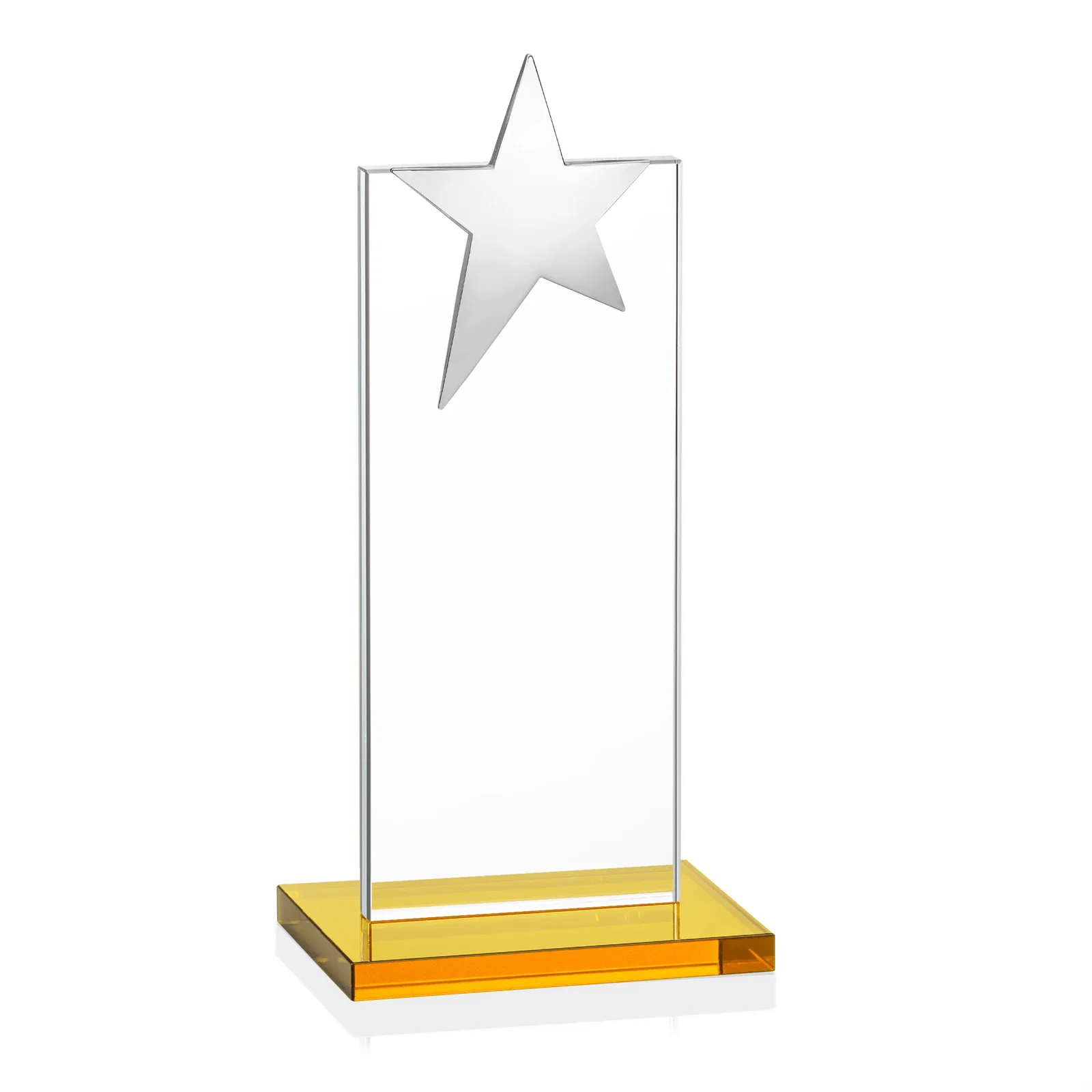 Branded Starfire Crystal Award with Fixed Chrome Star Top, with your logo for volunteer appreciation