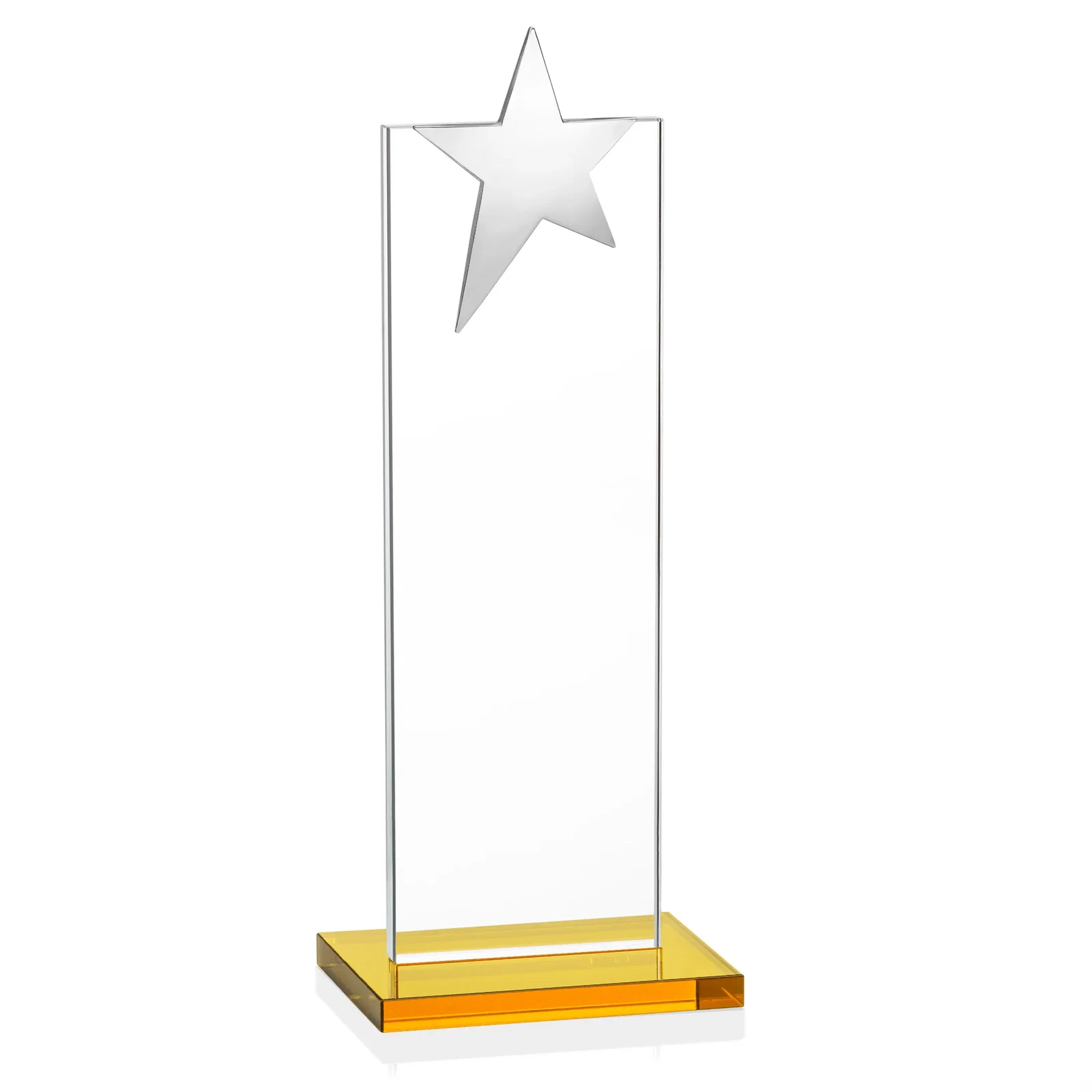 Branded Starfire Crystal Award with Fixed Chrome Star Top, with your logo for dealer and partner awards