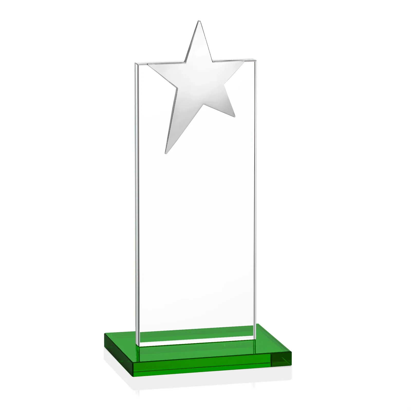 Custom printed Starfire Crystal Award with Fixed Chrome Star Top, with your logo for employee recognition