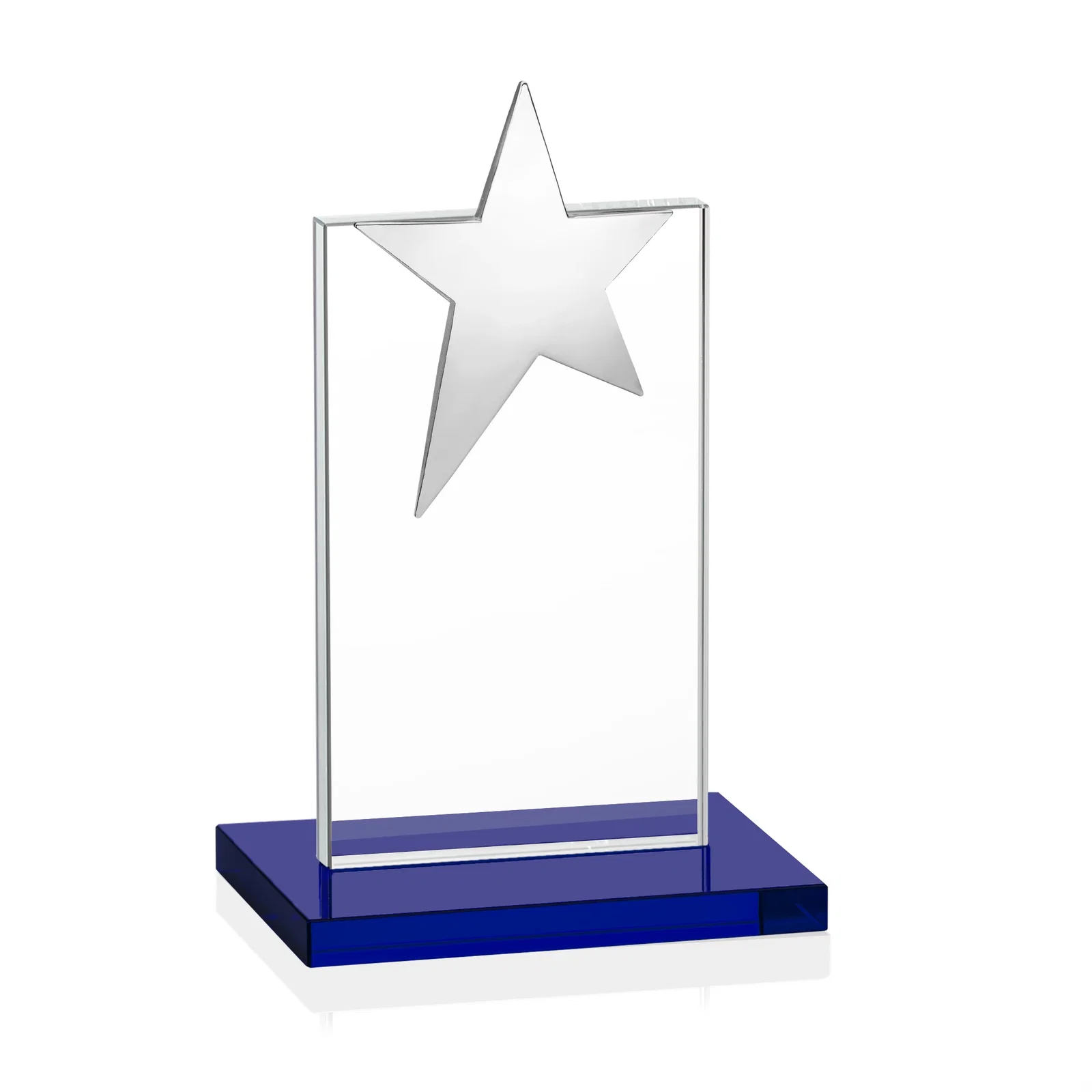 Custom printed Starfire Crystal Award with Fixed Chrome Star Top, with your logo for team milestone celebrations