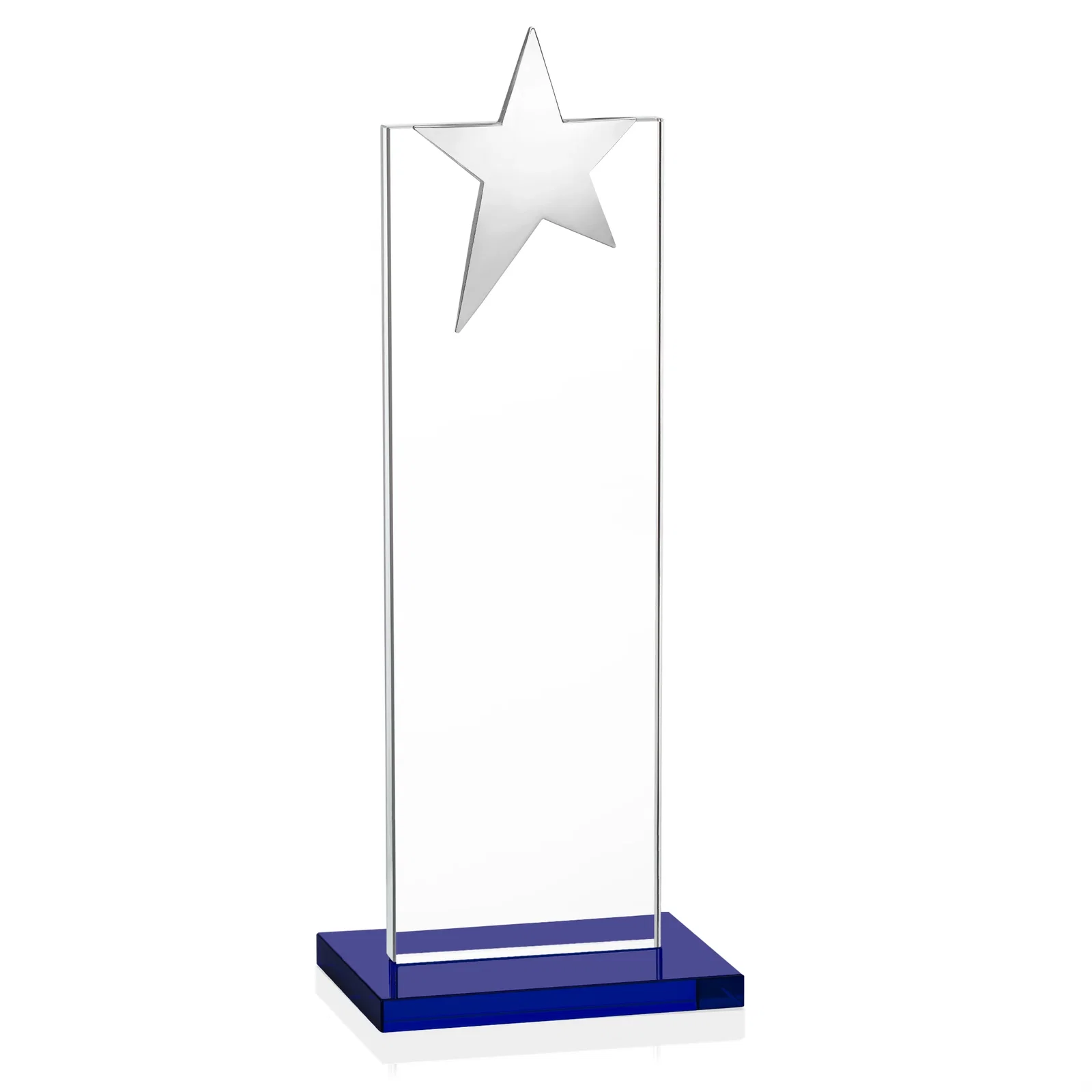 Custom printed Starfire Crystal Award with Fixed Chrome Star Top, with your logo for graduation ceremonies