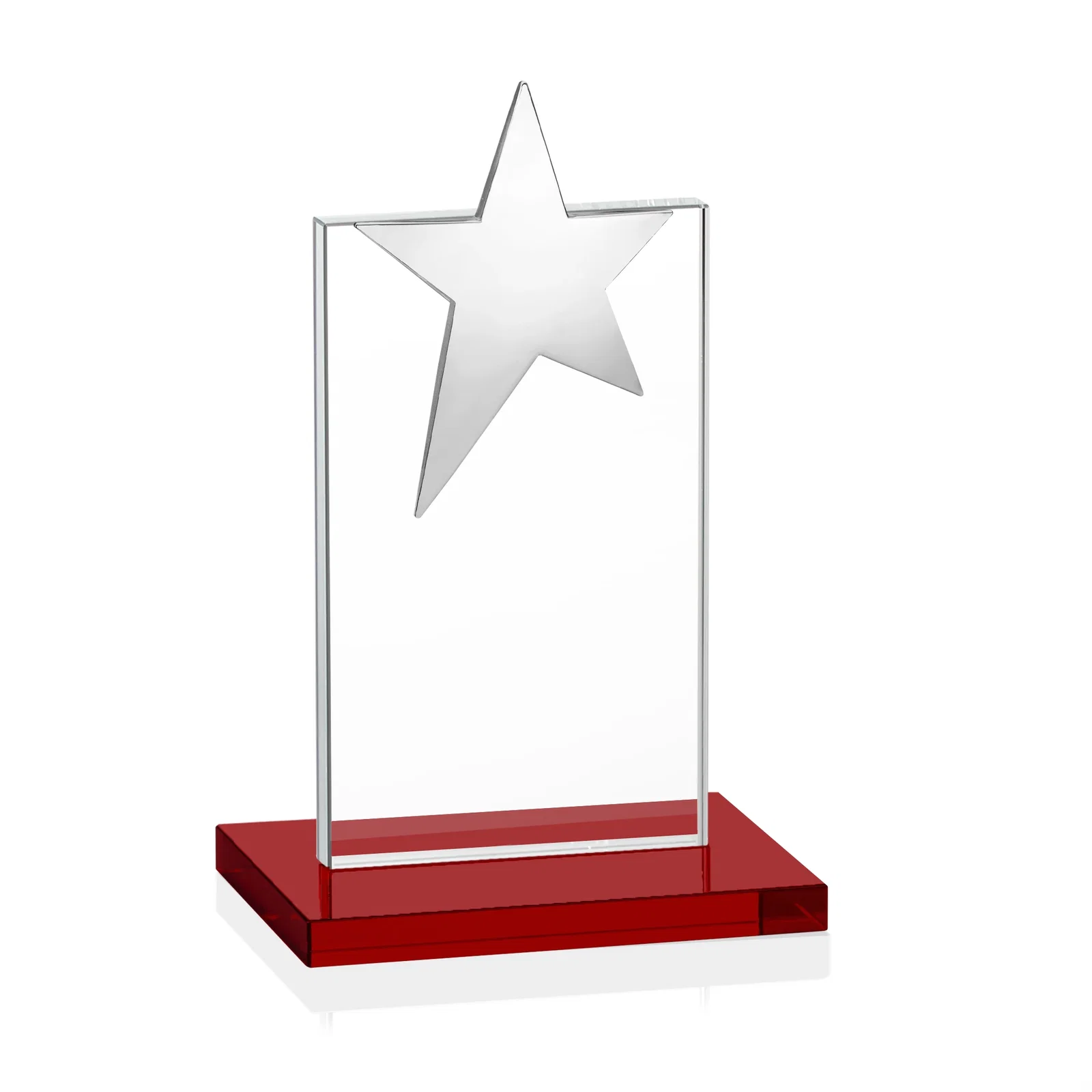 Custom printed Starfire Crystal Award with Fixed Chrome Star Top, with your logo for safety achievement programs