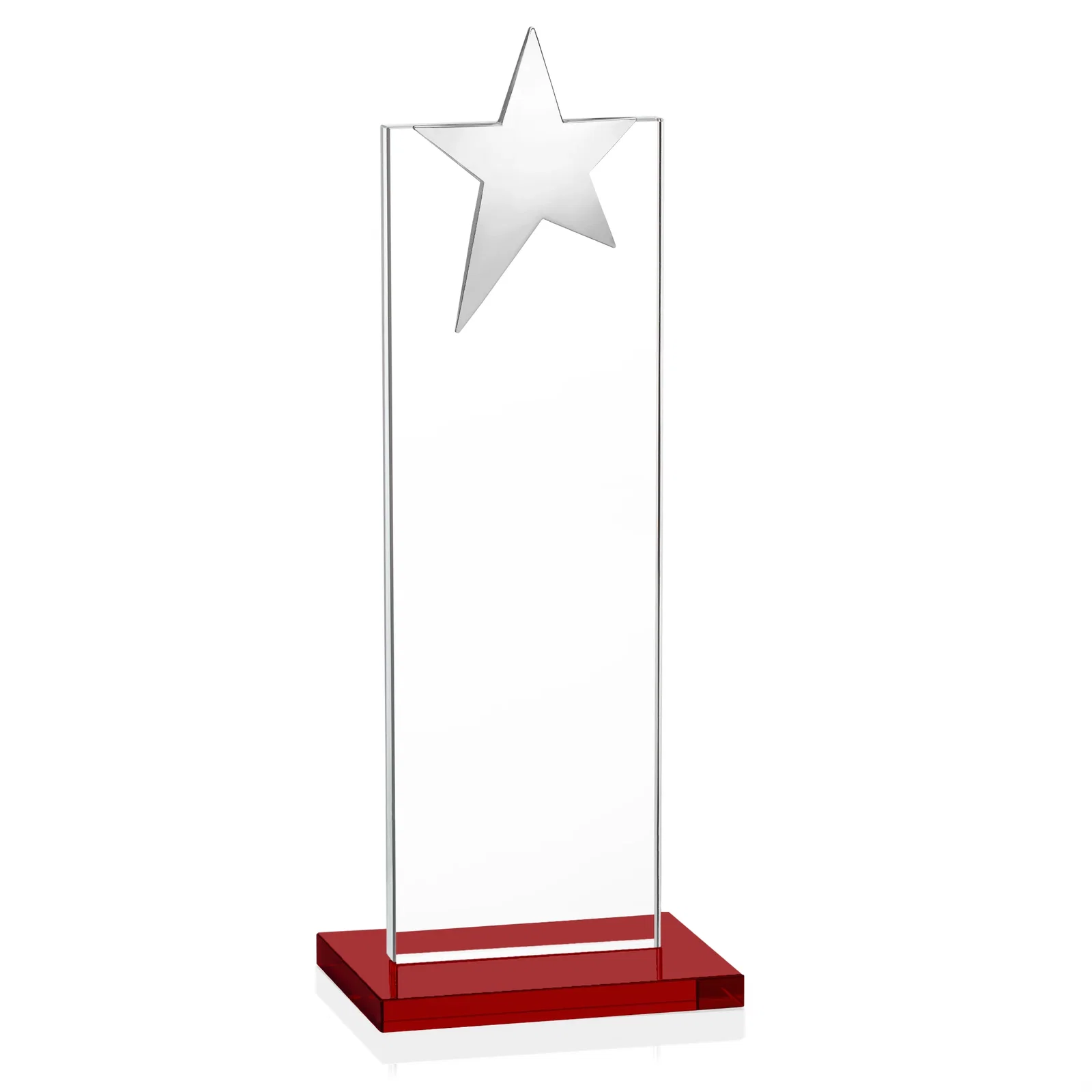 Custom printed Starfire Crystal Award with Fixed Chrome Star Top, with your logo for dealer and partner awards