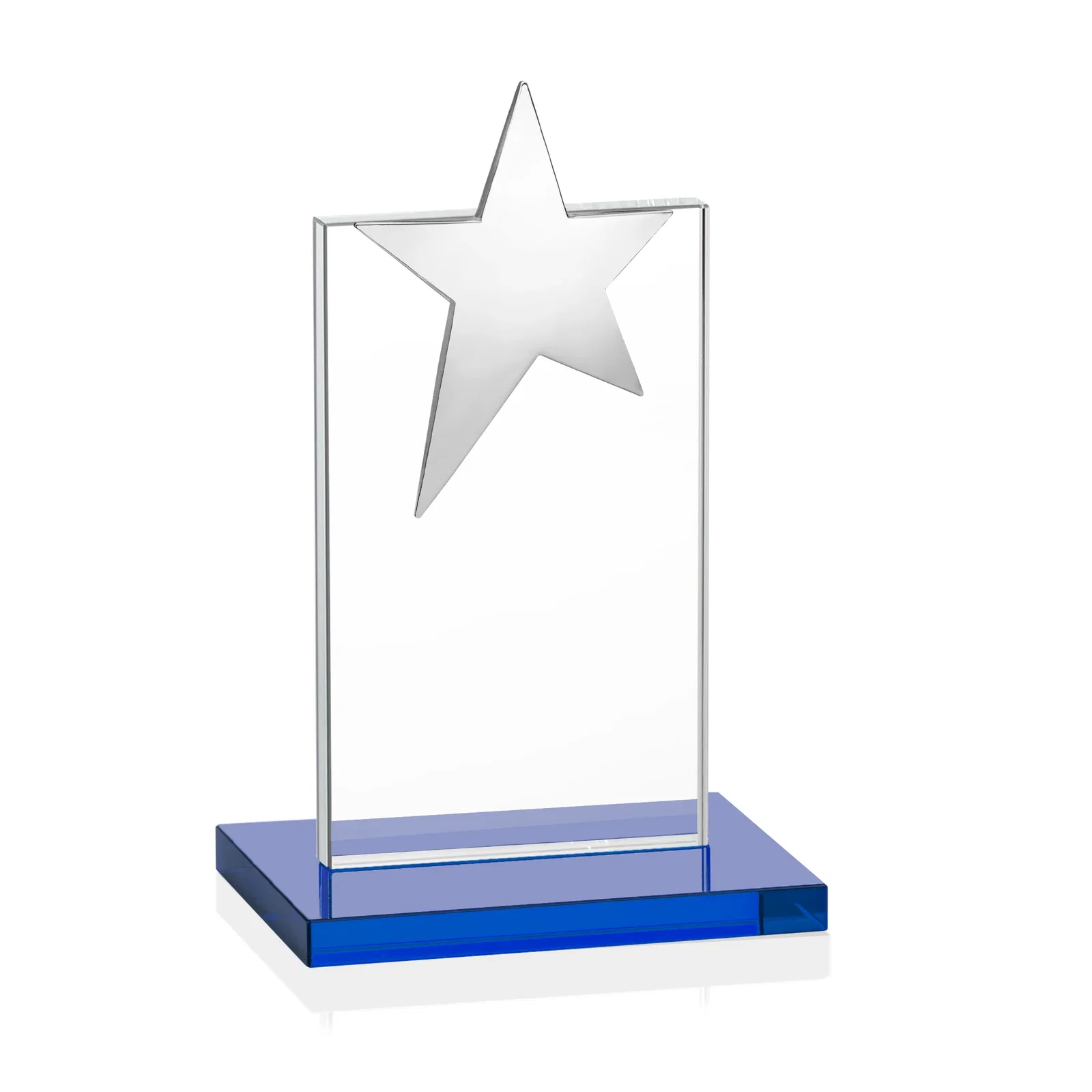 Custom printed Starfire Crystal Award with Fixed Chrome Star Top, with your logo for company anniversary events