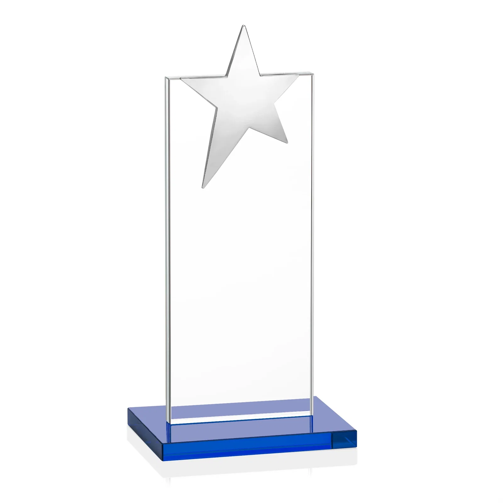 Customized Starfire Crystal Award with Fixed Chrome Star Top, with your logo for employee recognition
