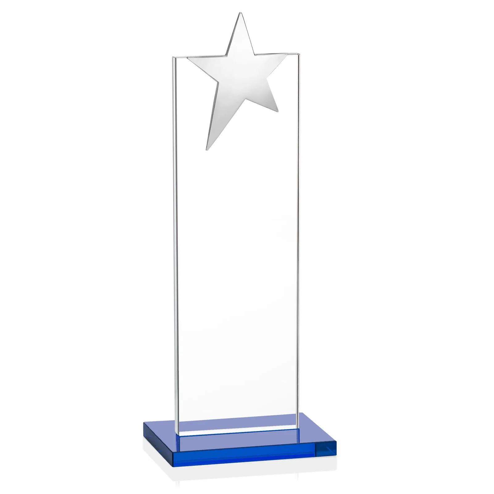 Customized Starfire Crystal Award with Fixed Chrome Star Top, with your logo for corporate award ceremonies
