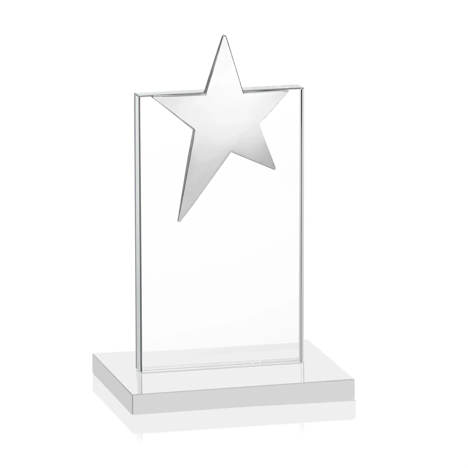 Customized Starfire Crystal Award with Fixed Chrome Star Top, with your logo for service anniversary gifts