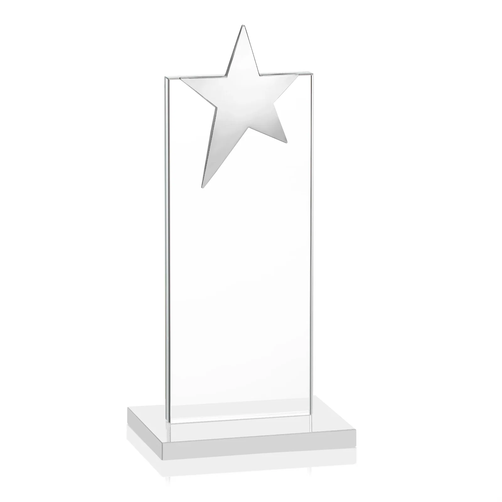 Customized Starfire Crystal Award with Fixed Chrome Star Top, with your logo for sales achievement awards