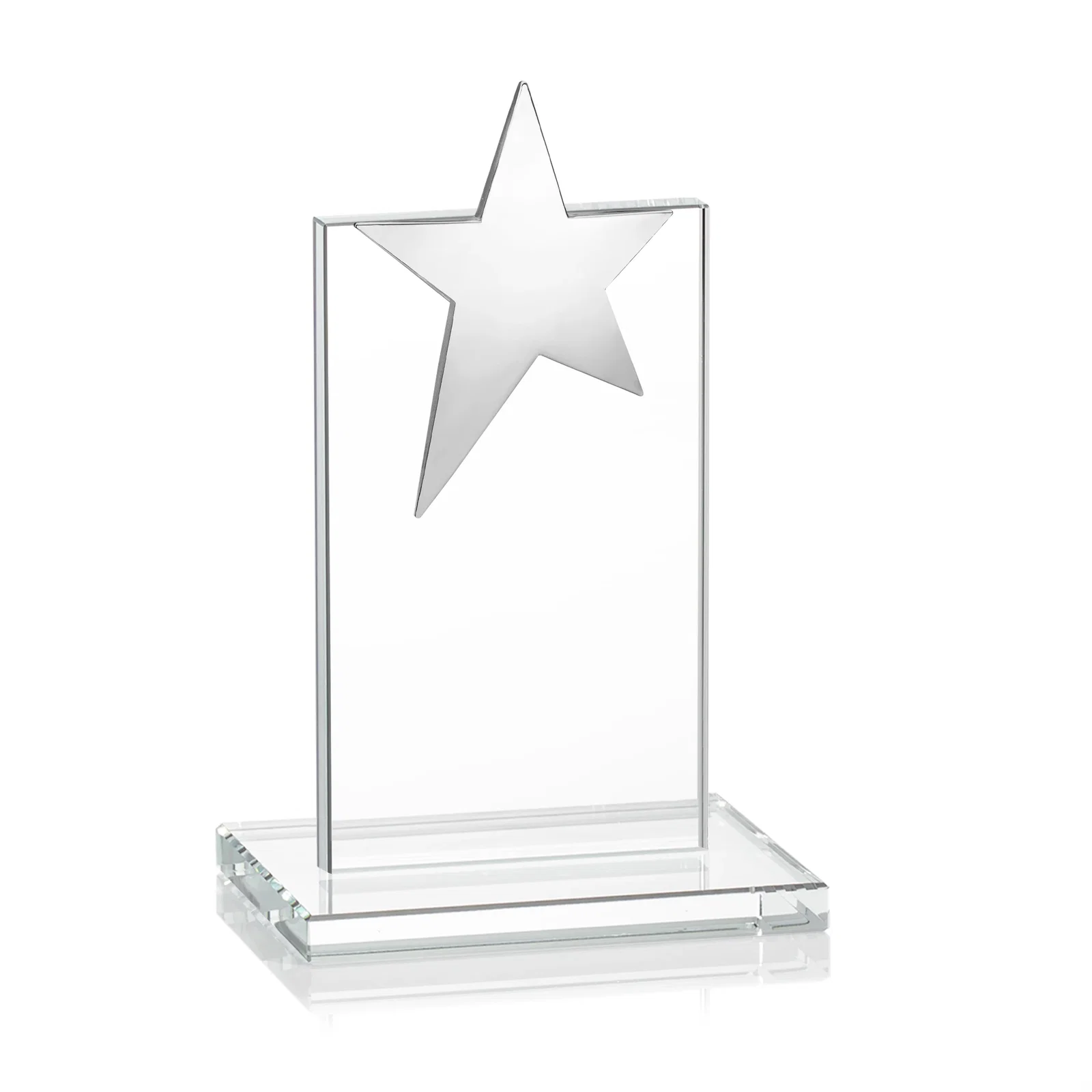 Customized Starfire Crystal Award with Fixed Chrome Star Top, with your logo for team milestone celebrations