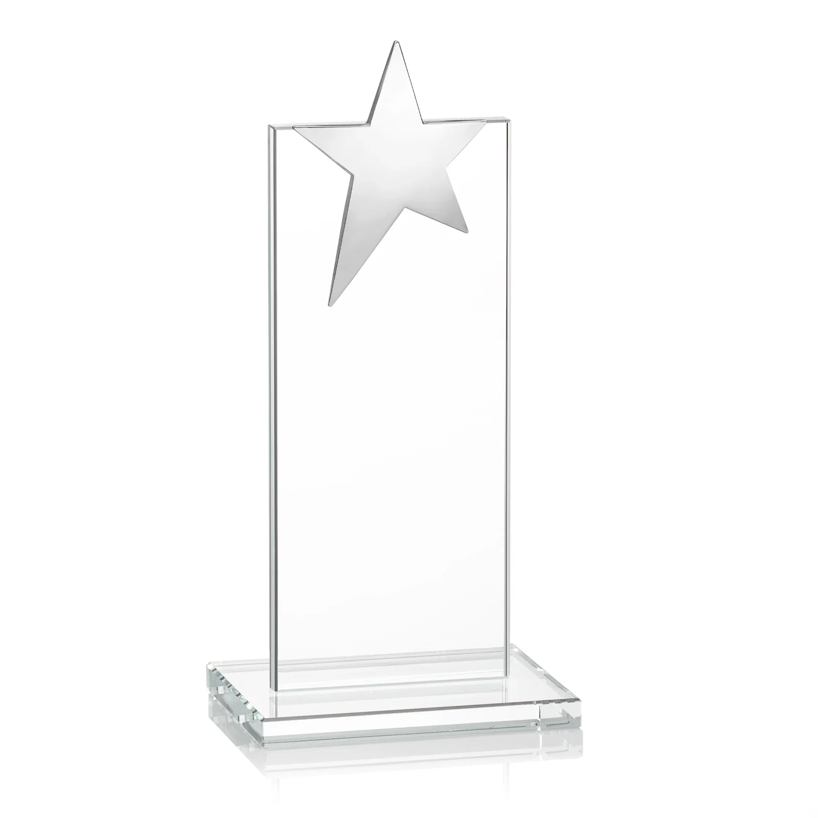 Customized Starfire Crystal Award with Fixed Chrome Star Top, with your logo for donor appreciation