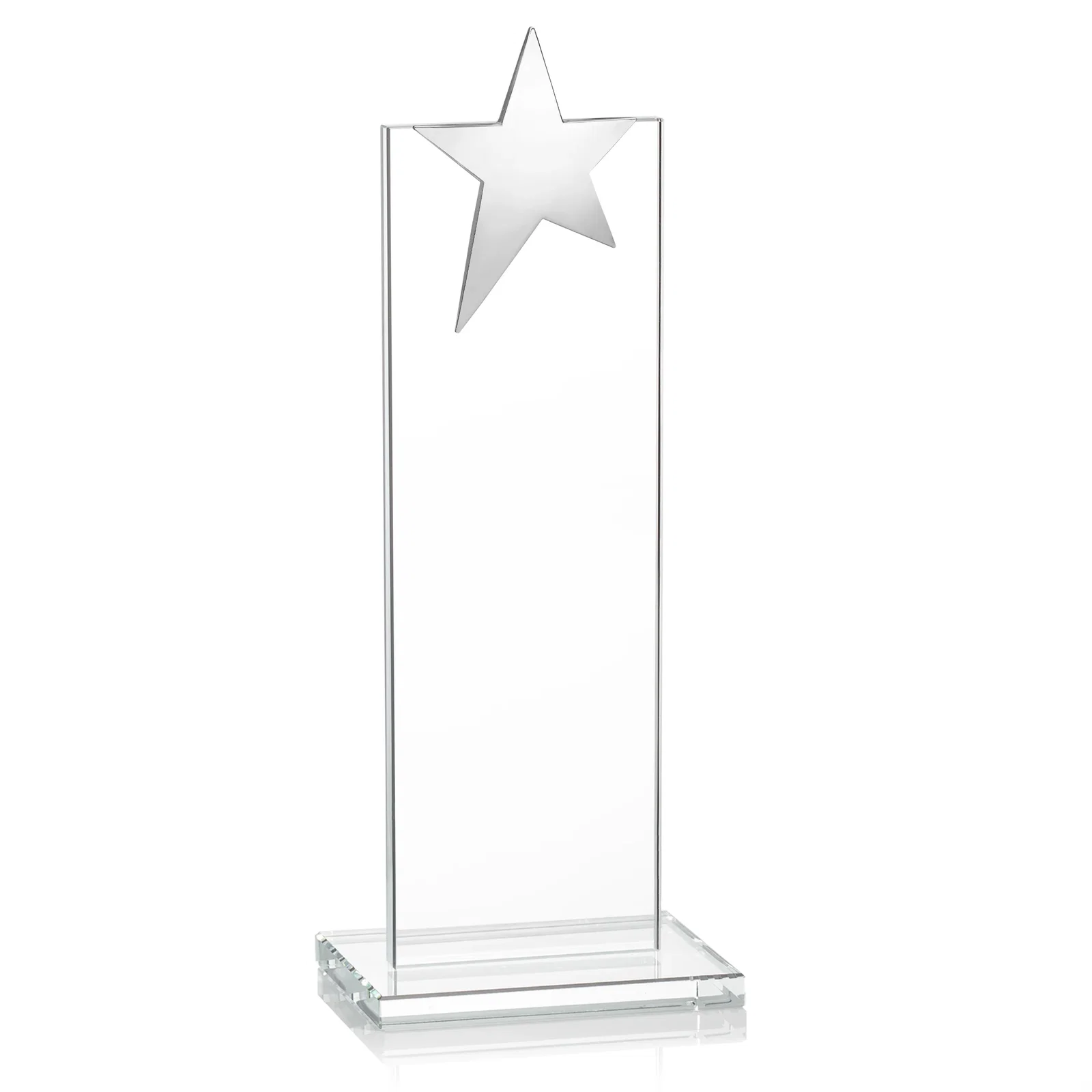 Customized Starfire Crystal Award with Fixed Chrome Star Top, with your logo for graduation ceremonies