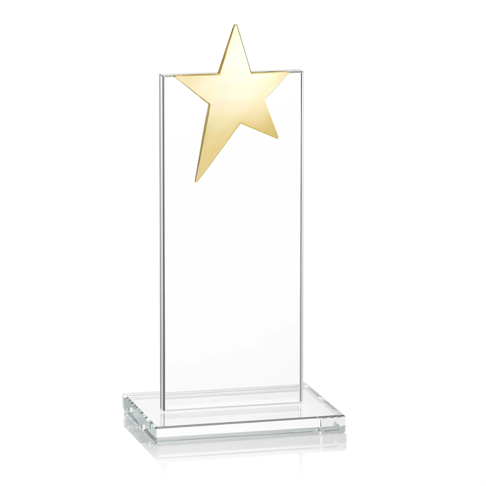 Customized Starfire Crystal Award with Fixed Chrome Star Top, with your logo for volunteer appreciation