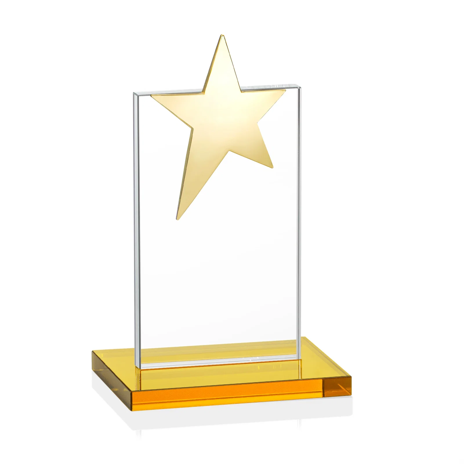 Customized Starfire Crystal Award with Fixed Chrome Star Top, with your logo for company anniversary events
