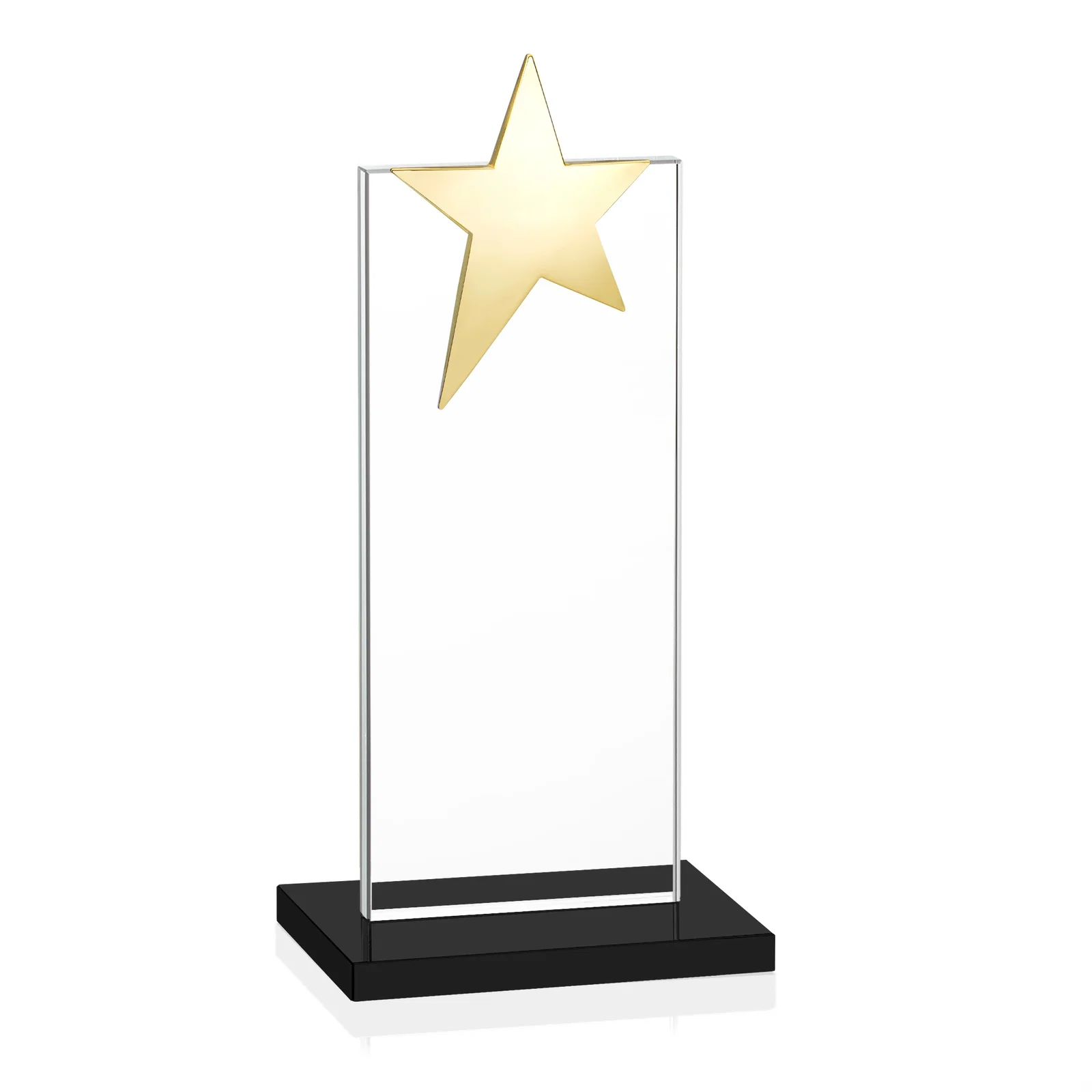 Custom engraved Starfire Crystal Award with Fixed Chrome Star Top, with your logo for donor appreciation