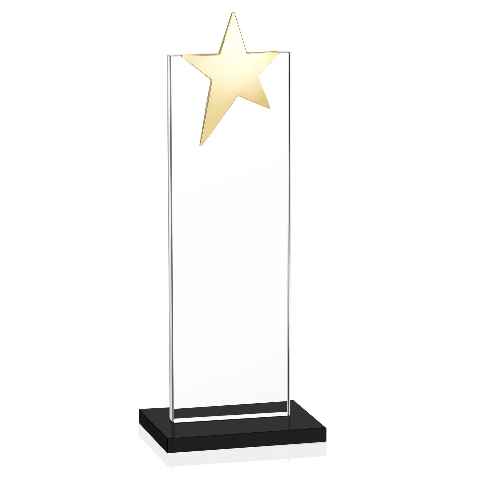 Custom engraved Starfire Crystal Award with Fixed Chrome Star Top, with your logo for graduation ceremonies