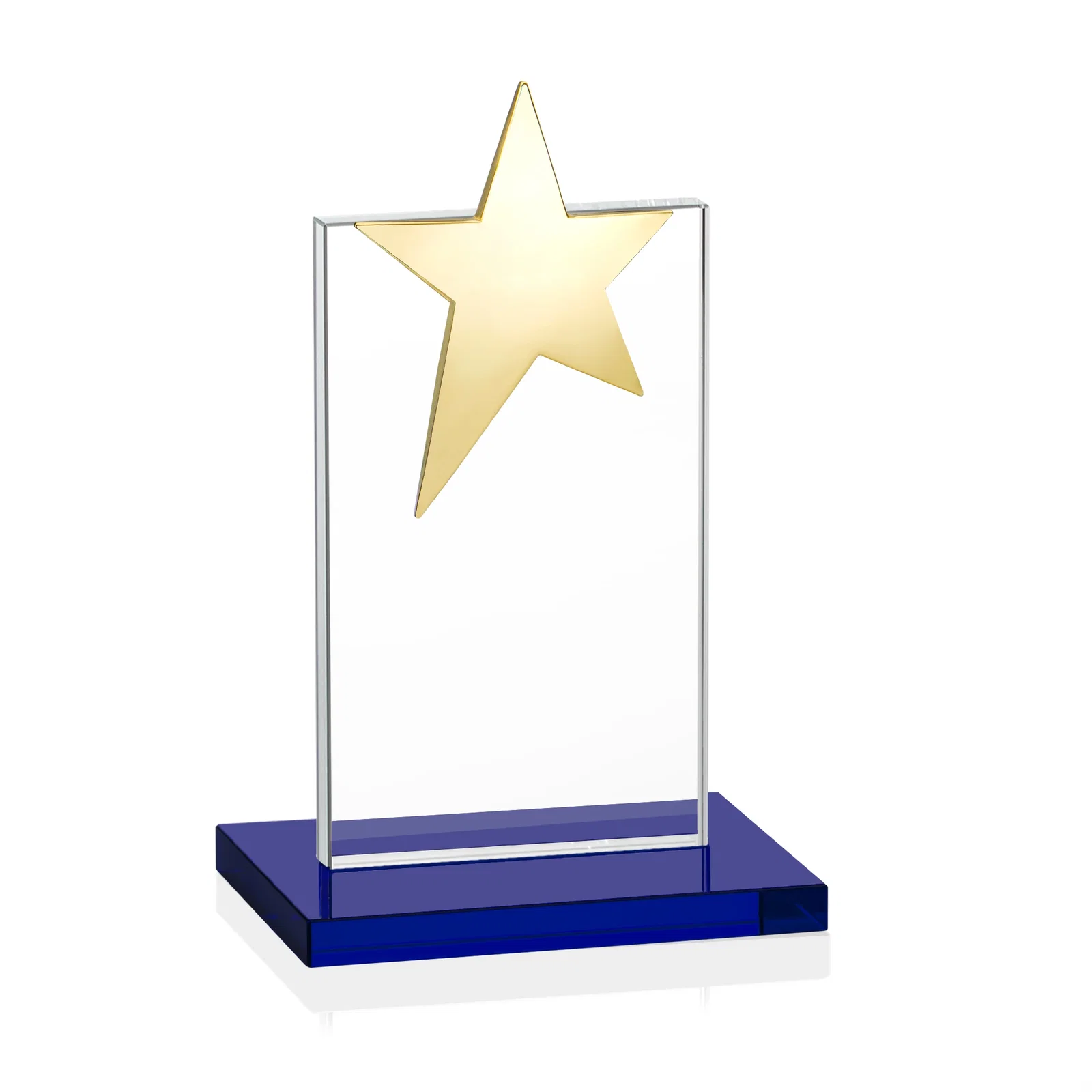 Custom engraved Starfire Crystal Award with Fixed Chrome Star Top, with your logo for safety achievement programs