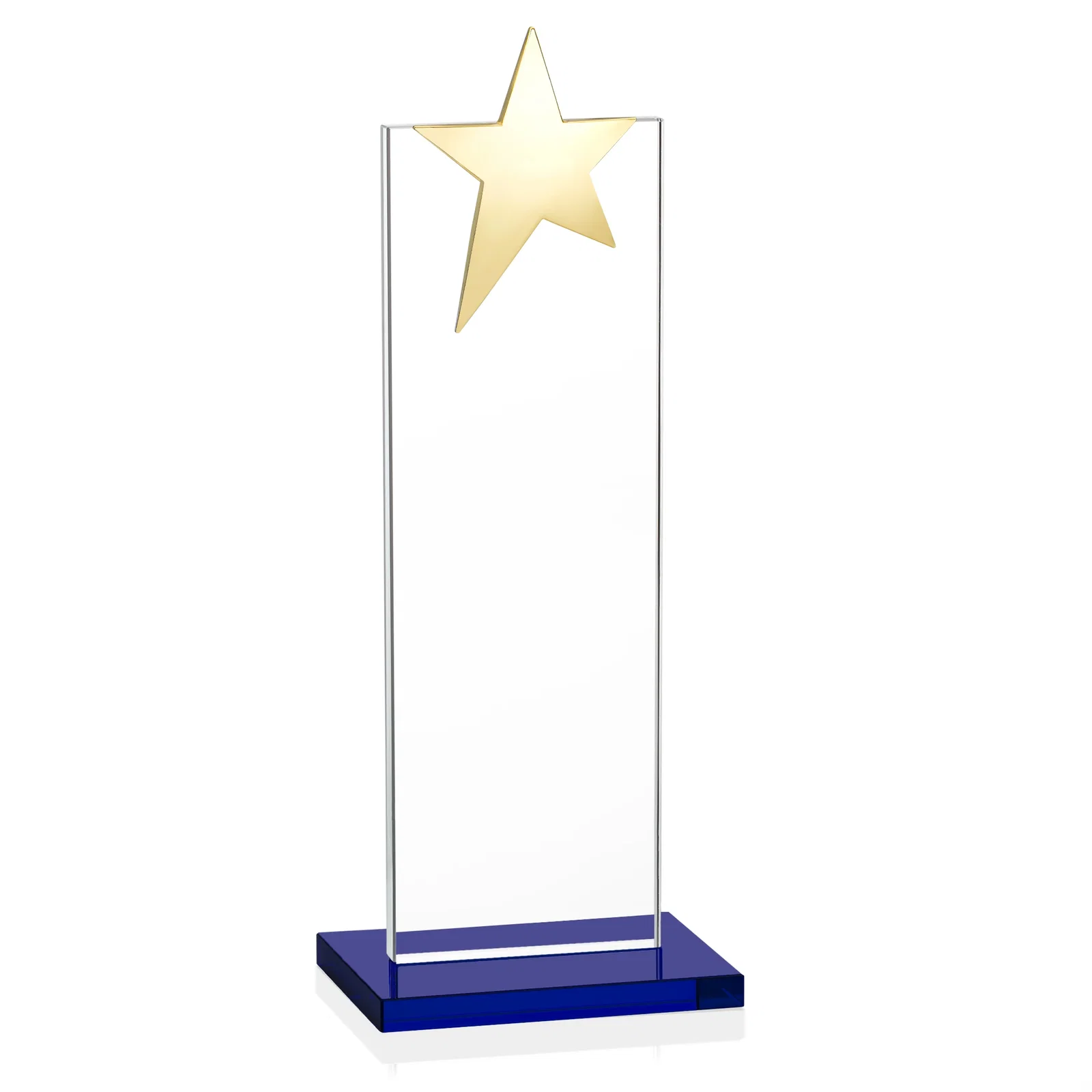 Custom engraved Starfire Crystal Award with Fixed Chrome Star Top, with your logo for dealer and partner awards