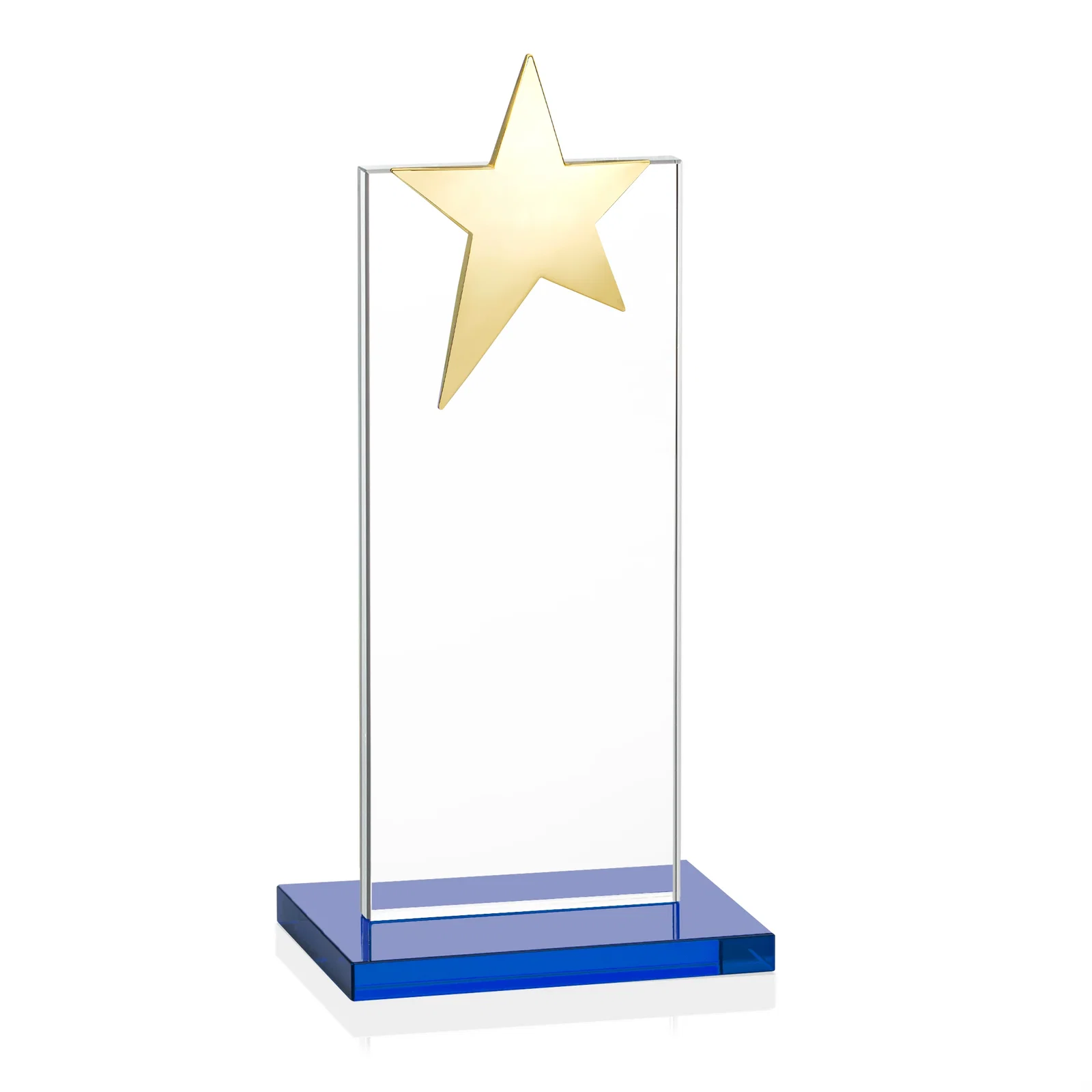 Custom Starfire Crystal Award with Fixed Chrome Star Top, with your company name for sales achievement awards