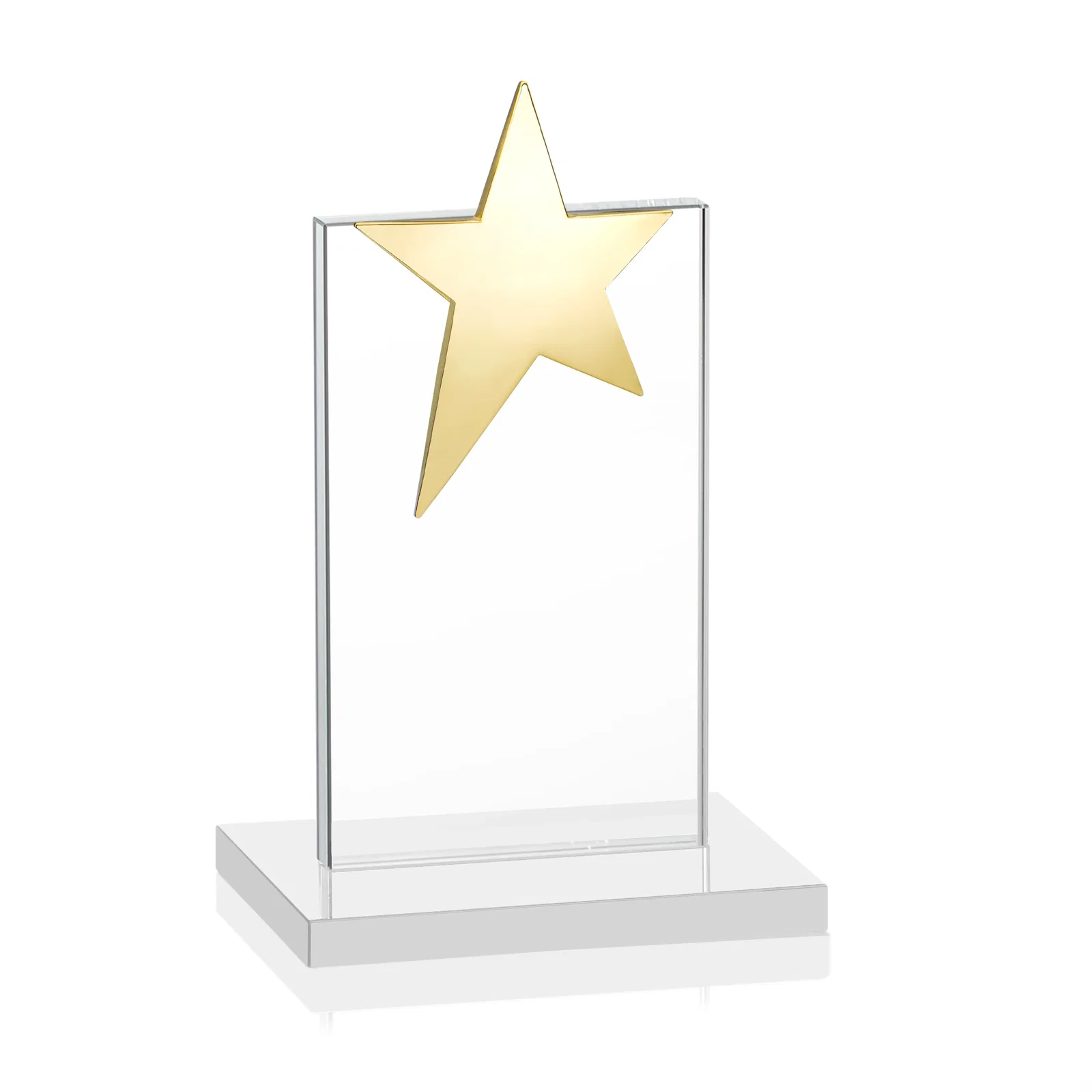 Custom Starfire Crystal Award with Fixed Chrome Star Top, with your company name for team milestone celebrations