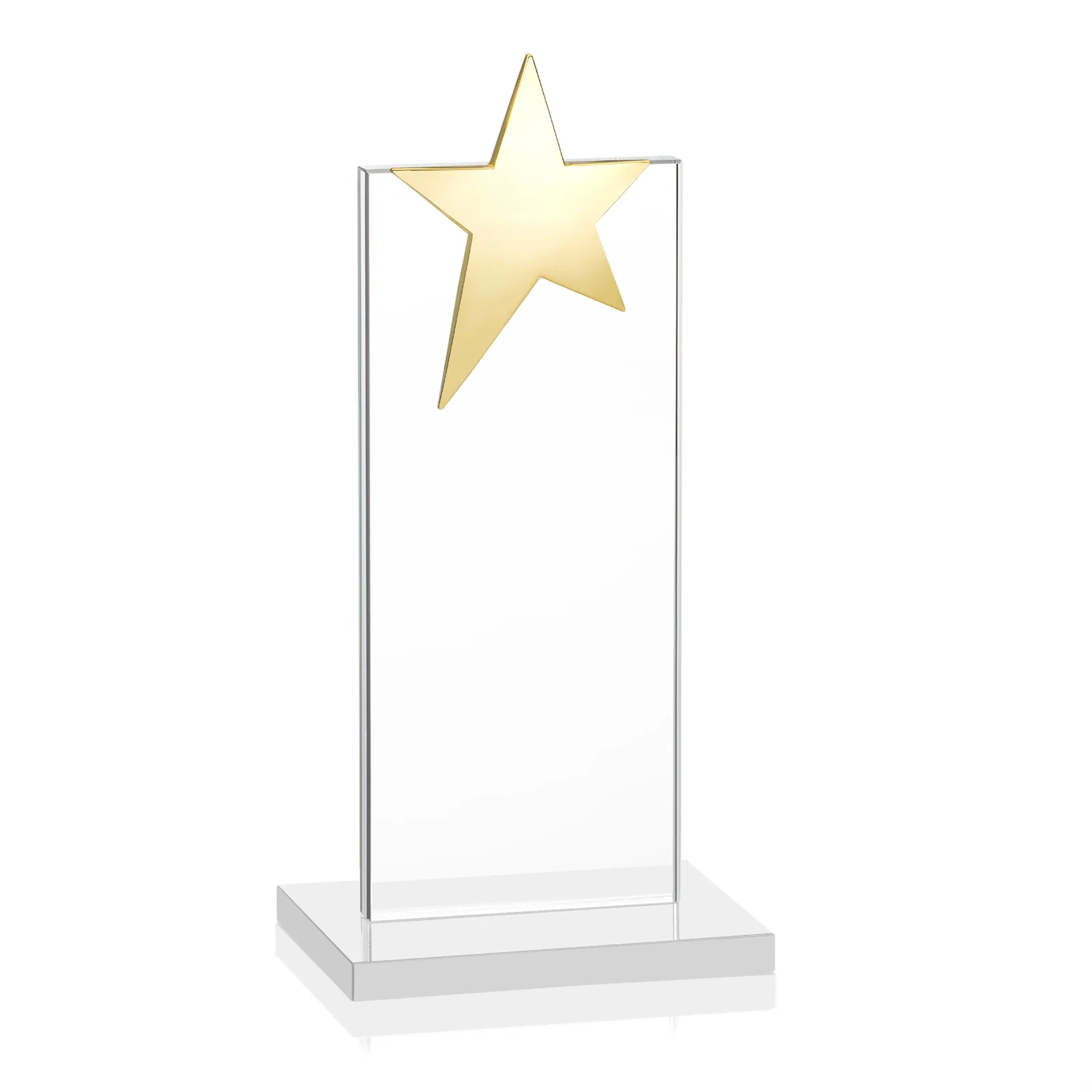 Custom Starfire Crystal Award with Fixed Chrome Star Top, with your company name for donor appreciation