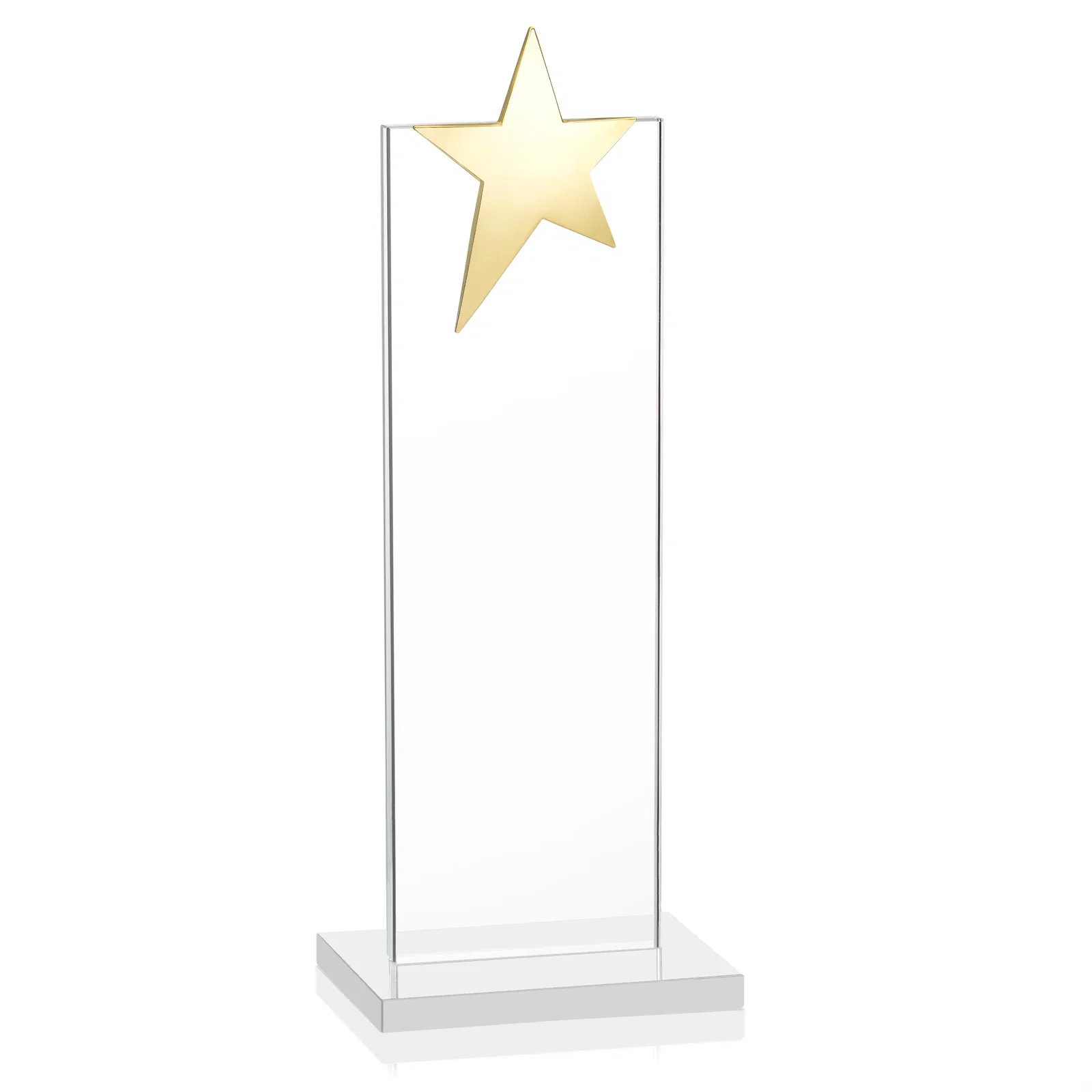 Custom Starfire Crystal Award with Fixed Chrome Star Top, with your company name for graduation ceremonies