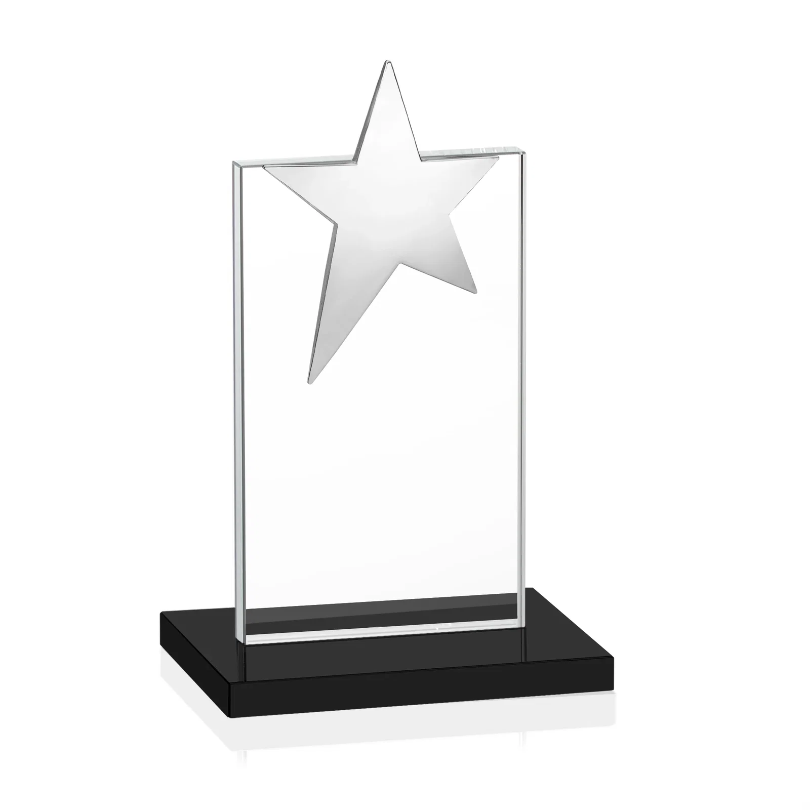 Custom Starfire Crystal Award with Fixed Chrome Star Top, with your company name for volunteer appreciation
