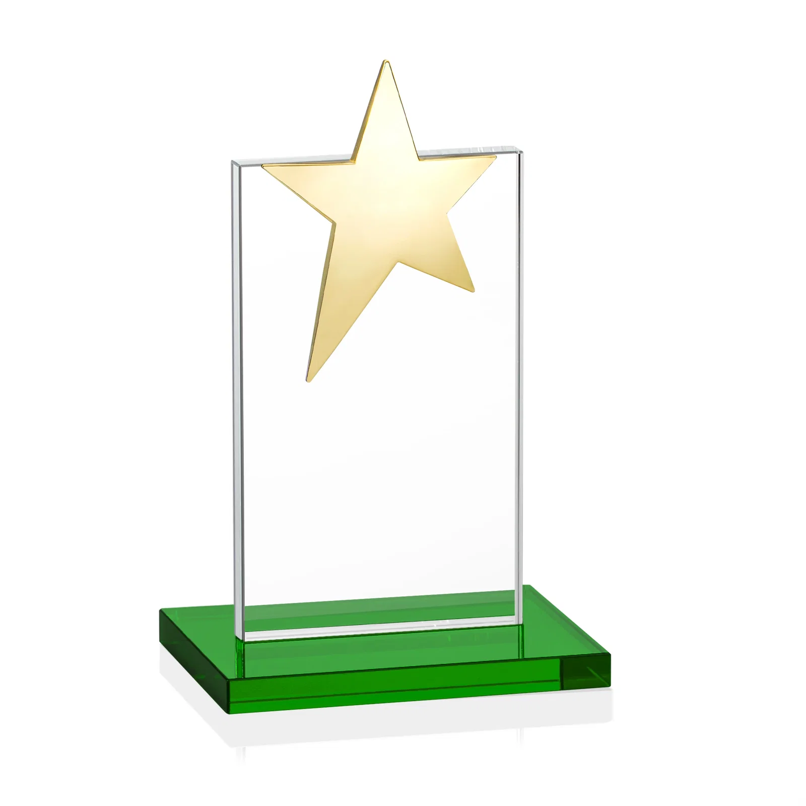 Custom Starfire Crystal Award with Fixed Chrome Star Top, with your company name for company anniversary events