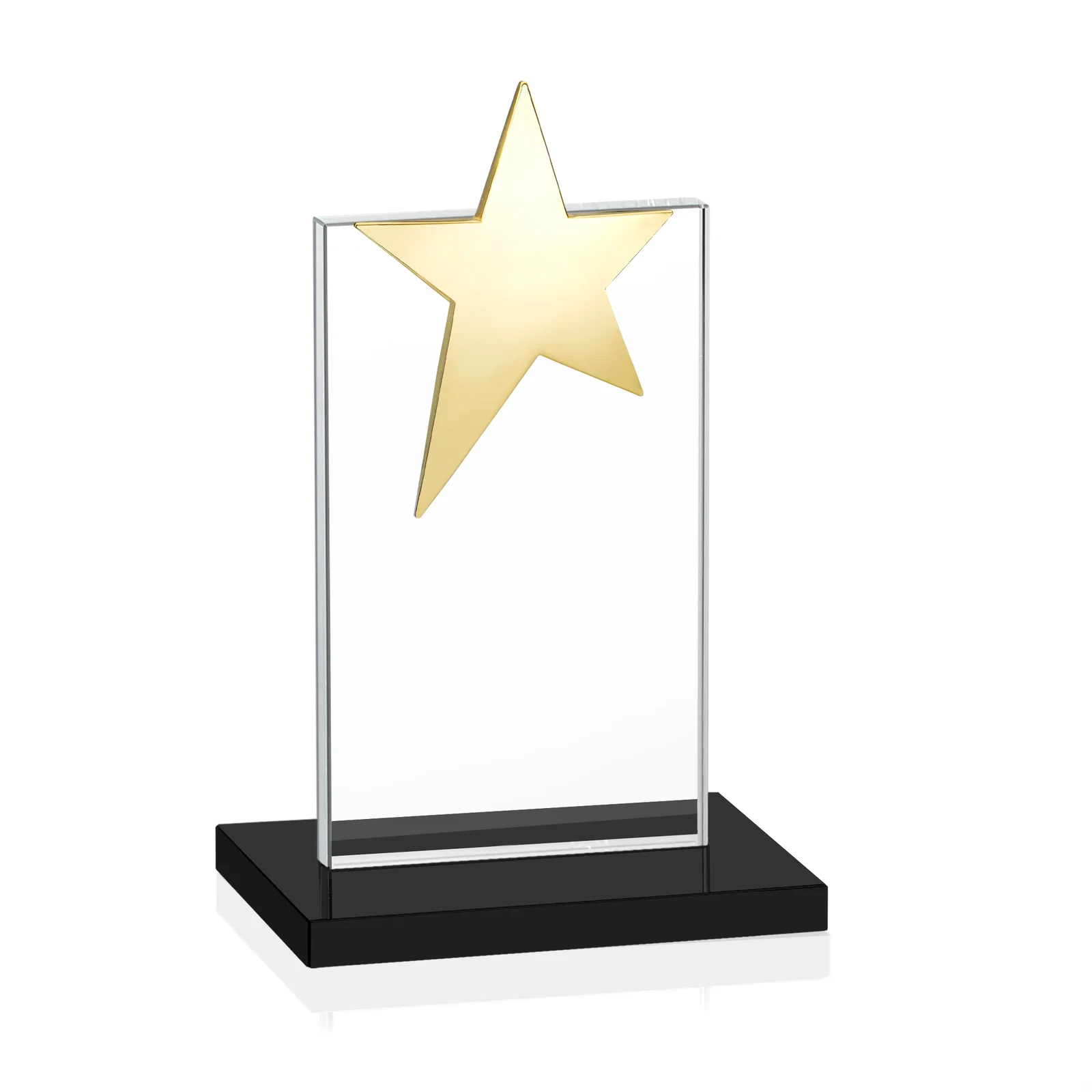 Personalized Starfire Crystal Award with Fixed Chrome Star Top, with your company name for employee recognition