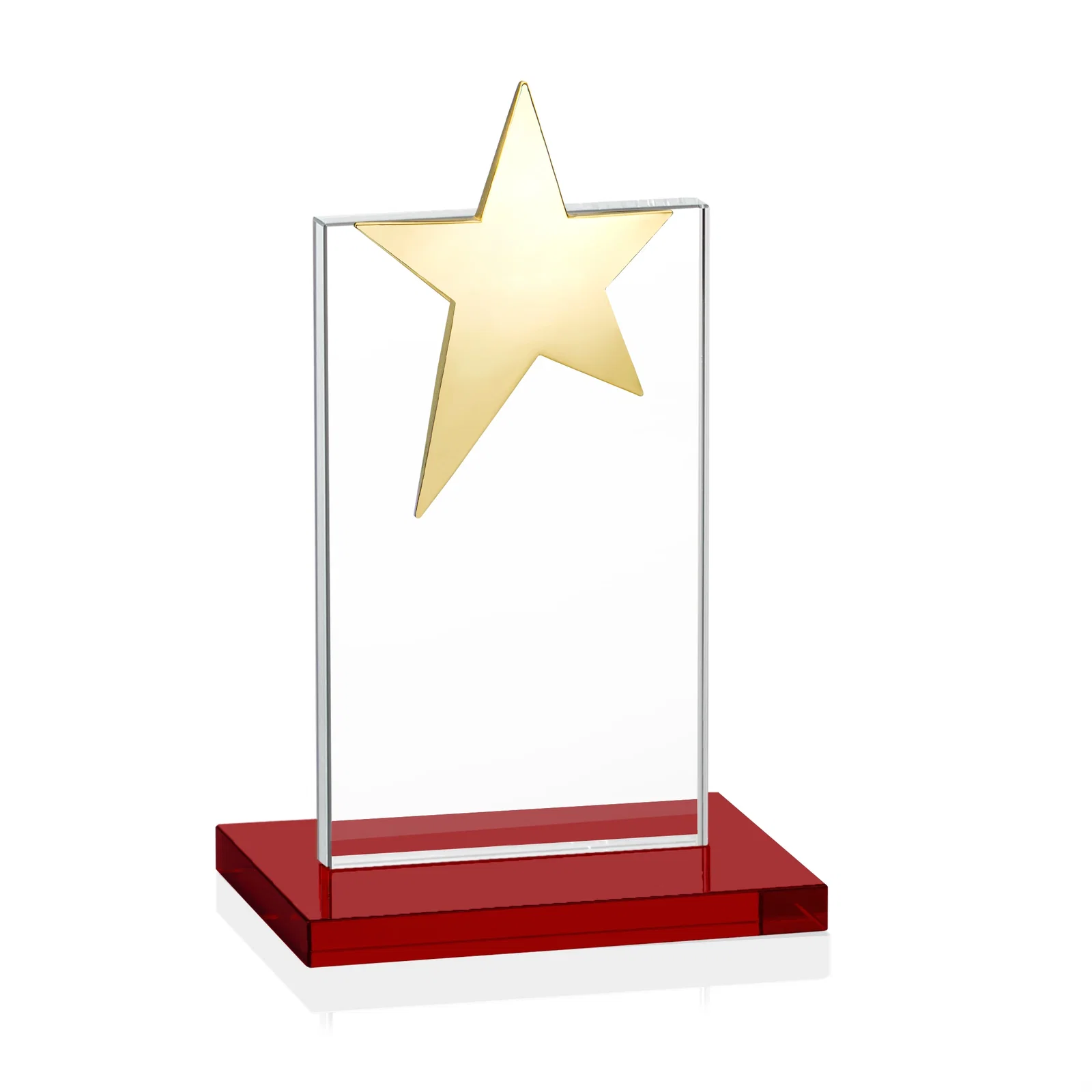 Personalized Starfire Crystal Award with Fixed Chrome Star Top, with your company name for corporate award ceremonies