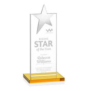 Starfire Crystal Award with Fixed Chrome Star Top