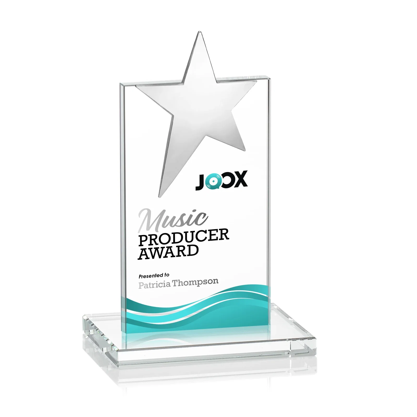 Customized Starfire Crystal Award with Fixed Chrome Star Top for team milestone celebrations