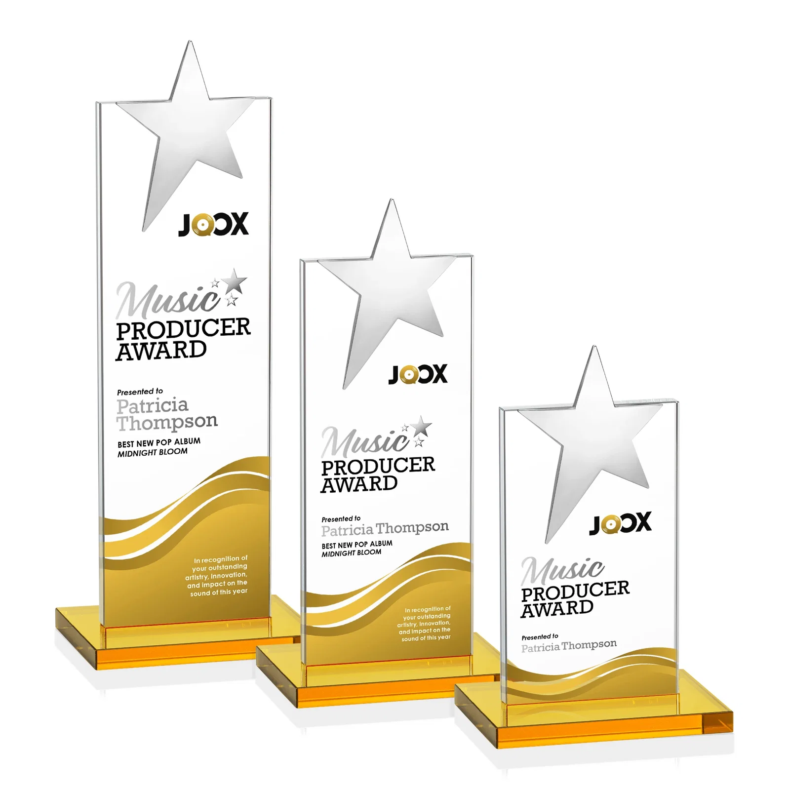 Customized Starfire Crystal Award with Fixed Chrome Star Top for safety achievement programs