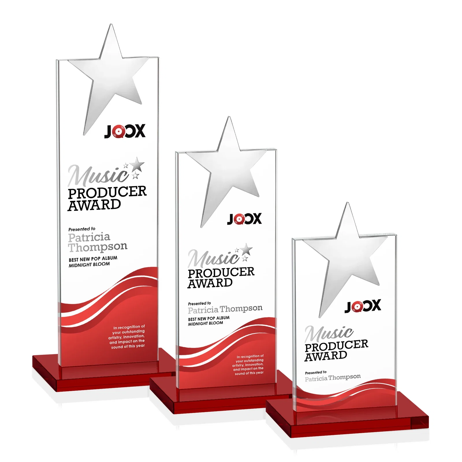 Custom Starfire Crystal Award with Fixed Chrome Star Top, with your logo for employee recognition